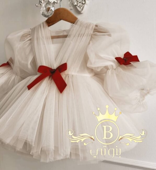 ⁦simple dress red bow⁩ - الصورة ⁦3⁩