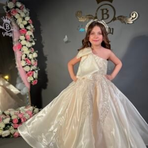 Royal One-Shoulder Bow Gown